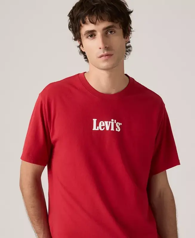 Men's Relaxed-Fit Box Tab Logo Crewneck T-shirt - Red - 2