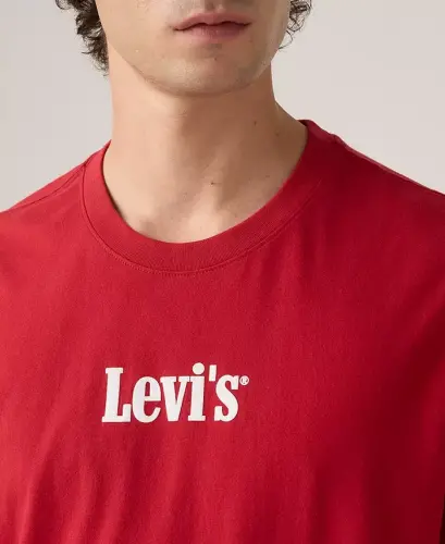 Men's Relaxed-Fit Box Tab Logo Crewneck T-shirt - Red - 3