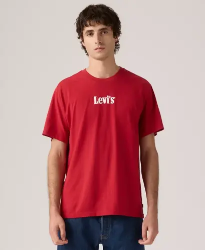 Men's Relaxed-Fit Box Tab Logo Crewneck T-shirt - Red - 1