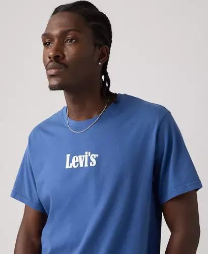 Men's Relaxed-Fit Box Tab Logo Crewneck T-shirt - Sunshine Blue - LEVI'S (1)