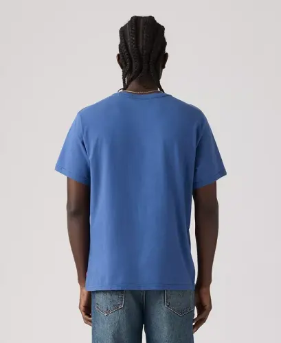 Men's Relaxed-Fit Box Tab Logo Crewneck T-shirt - Sunshine Blue - 3