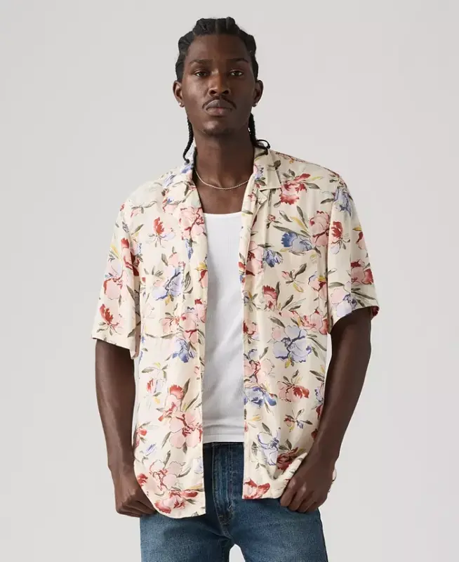 Men's Relaxed-Fit Camp Collar Shirt - Oatmeal - LEVI'S