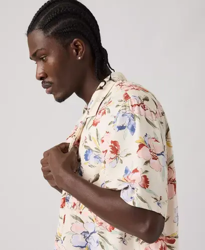 Men's Relaxed-Fit Camp Collar Shirt - Oatmeal - 3