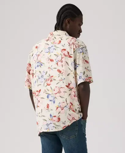 Men's Relaxed-Fit Camp Collar Shirt - Oatmeal - 4