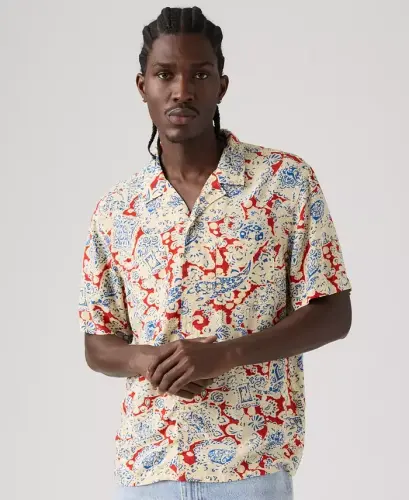 Men's Relaxed-Fit Camp Collar Shirt - Red - LEVI'S (1)