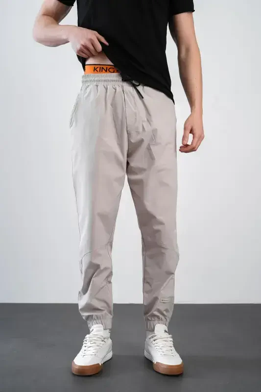 Men's Relaxed Fit Elastic Hem Jogger Pants-Gray - 3