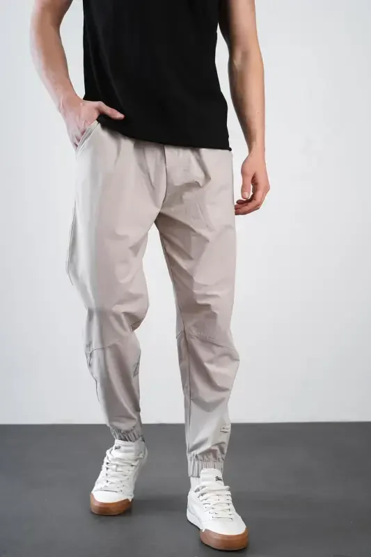 Men's Relaxed Fit Elastic Hem Jogger Pants-Gray - 4