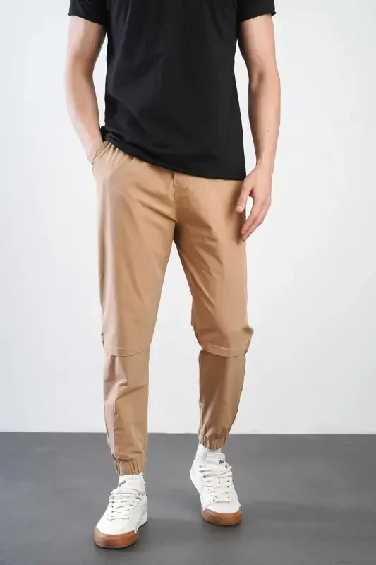 Men's Relaxed Fit Elastic Waist and Cuffed Jogger Pants-tobacco - 3