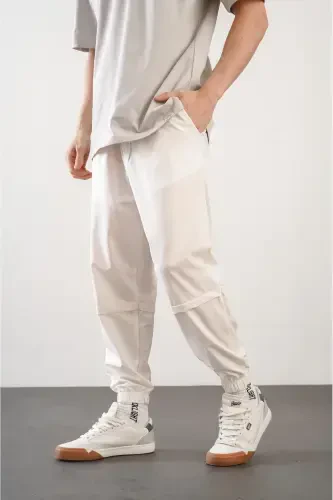 Men's Relaxed Fit Elastic Waist and Hem Jogger Pants-Cream - 6