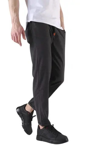 Men's Relaxed Fit Elastic Waist Flexible Comfortable Woven Fabric Slim Fit Pants-SMOKE GRAY - BAYBAYAN (1)