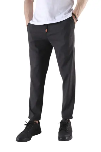 Men's Relaxed Fit Elastic Waist Flexible Comfortable Woven Fabric Slim Fit Pants-SMOKE GRAY - 3