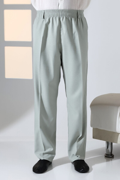 Men's Relaxed Fit Elastic Waist Trousers with Pockets - Green (İSR) - 4