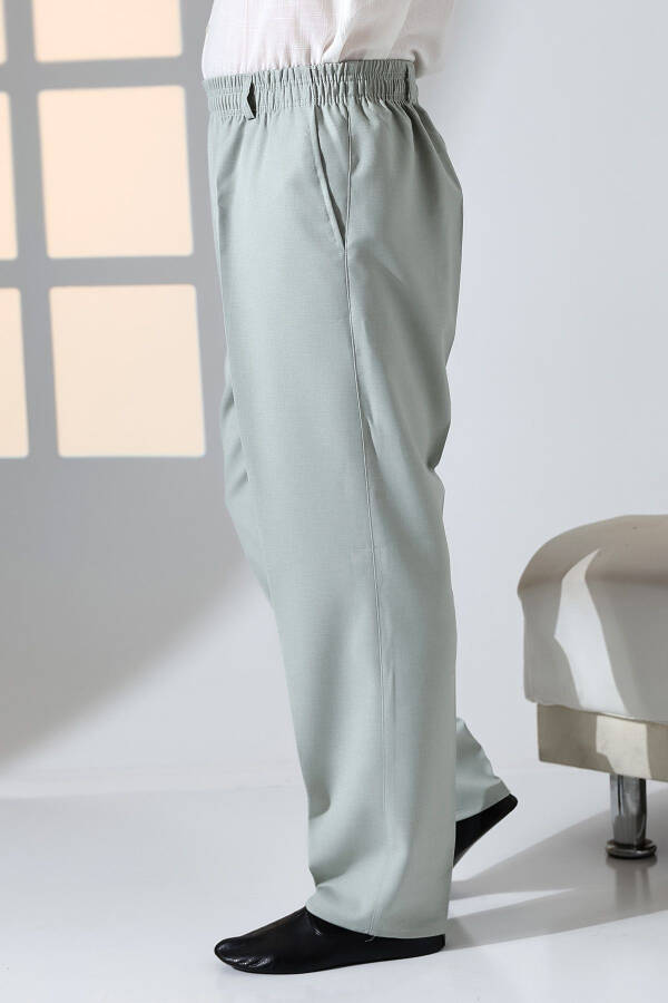 Men's Relaxed Fit Elastic Waist Trousers with Pockets - Green (İSR) - 5