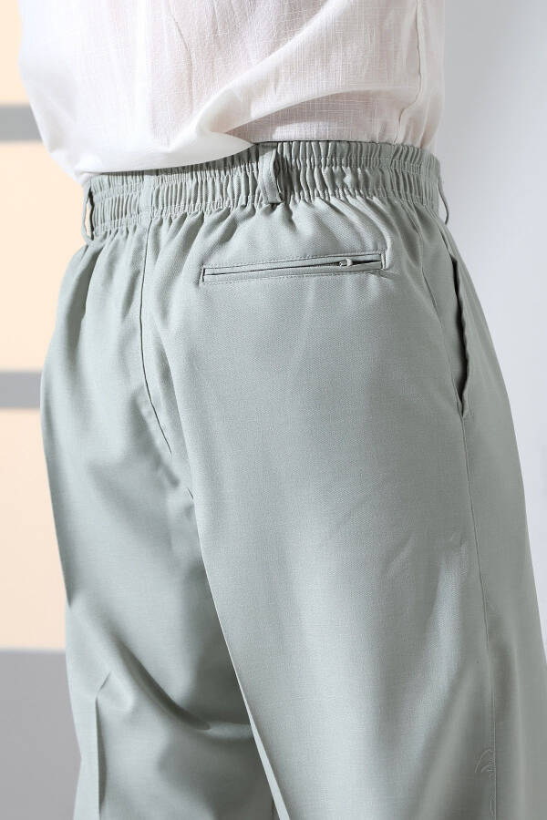 Men's Relaxed Fit Elastic Waist Trousers with Pockets - Green (İSR) - 6
