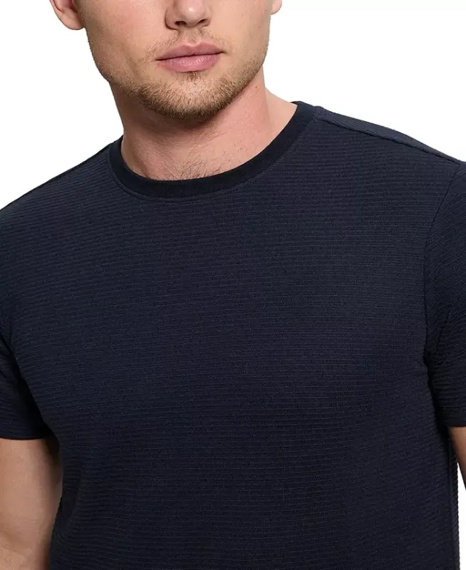 Men's Relaxed Fit Linear Textured Short Sleeve Crewneck T-Shirt - 1