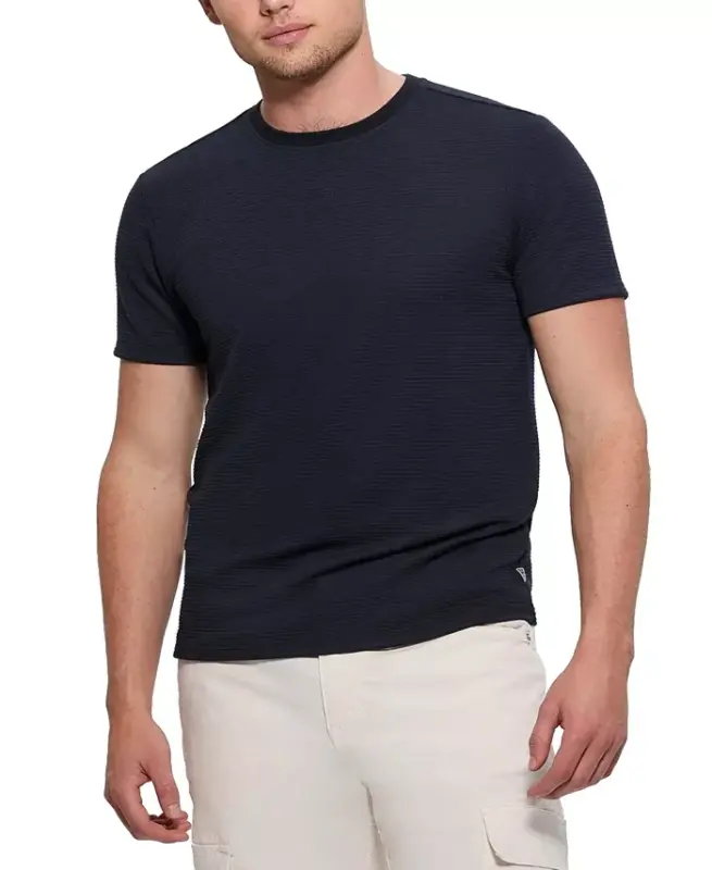 Men's Relaxed Fit Linear Textured Short Sleeve Crewneck T-Shirt - 3