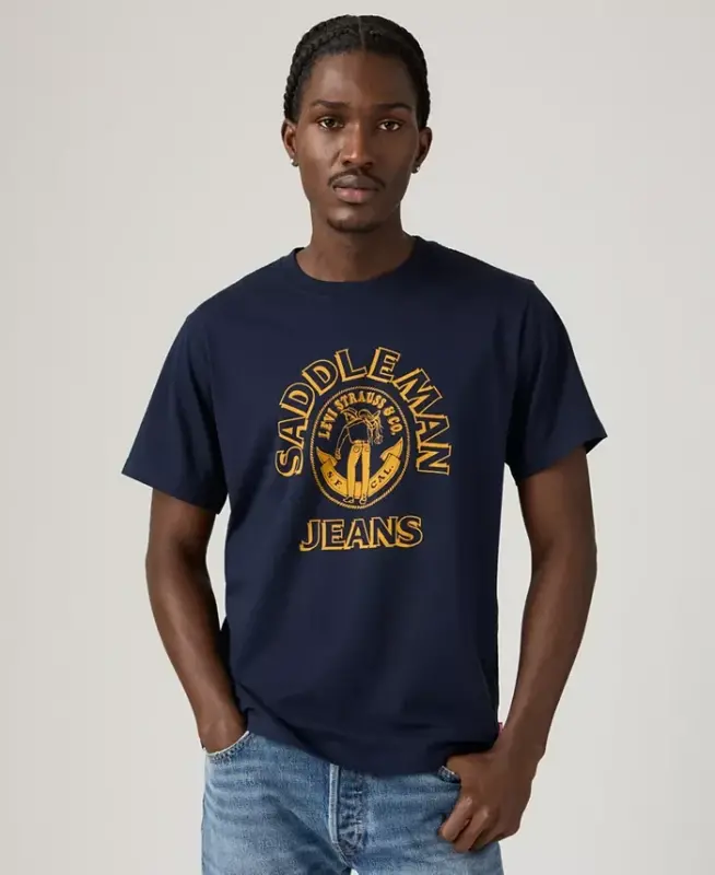 Men's Relaxed-Fit Logo Graphic T-Shirt - Saddleman Navy - LEVI'S