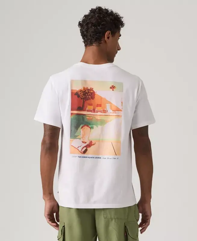 Men's Relaxed-Fit Logo Graphic T-Shirt - Two Horse Aquatic Lounge White Plus - LEVI'S