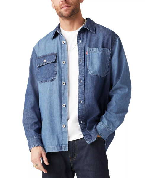 Men's Relaxed Fit Long Sleeve Button-Front Denim Shirt-Jacket Shady Lane - 2