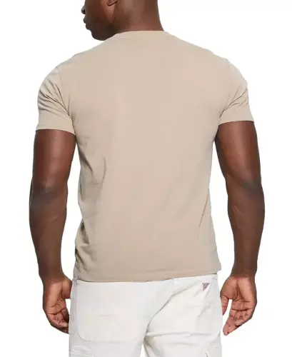 Men's Relaxed Fit Short Sleeve Crewneck Logo T-Shirt-Tan - 4