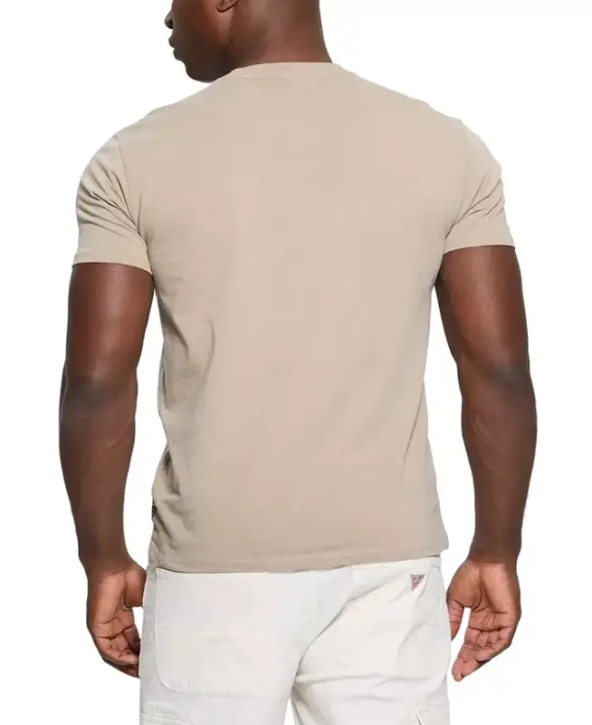 Men's Relaxed Fit Short Sleeve Crewneck Logo T-Shirt-Tan - 4