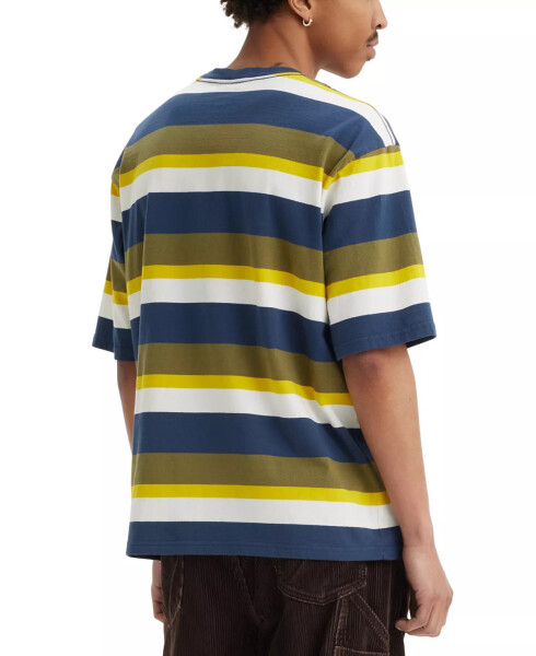 Men's Relaxed Fit Workwear Short Sleeve Crewneck Box Stripe T-Shirt Blocking S - 3