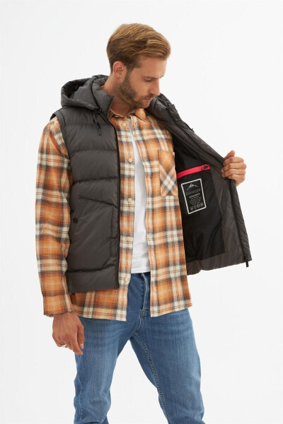 Men's Removable Hooded Pocket Detail Puffy Vest Anthracite - 11