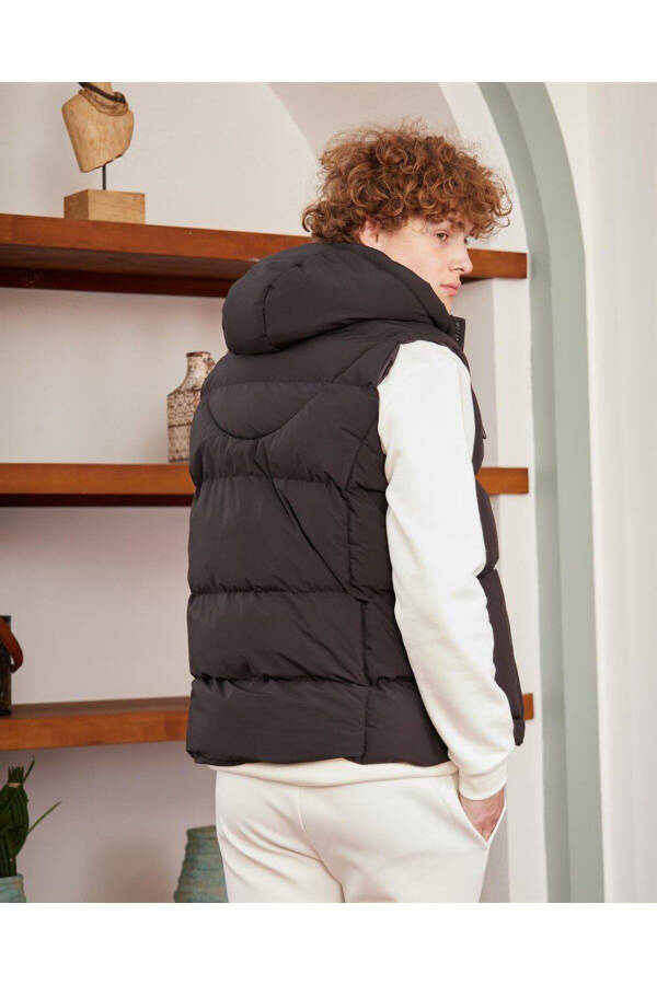 Men's Removable Hooded Sporty Puffer Vest Black - 8