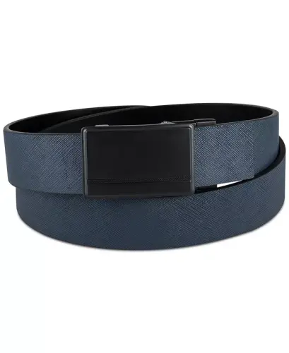 Men's Reversible Compression Buckle Belt, Created for Modazone-Navy/Black 