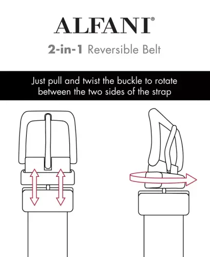 Men's Reversible Compression Buckle Belt, Created for Modazone-Navy/Black - 16