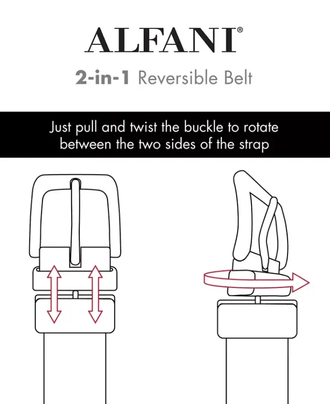 Men's Reversible Compression Buckle Belt, Created for Modazone-Navy/Black - 16