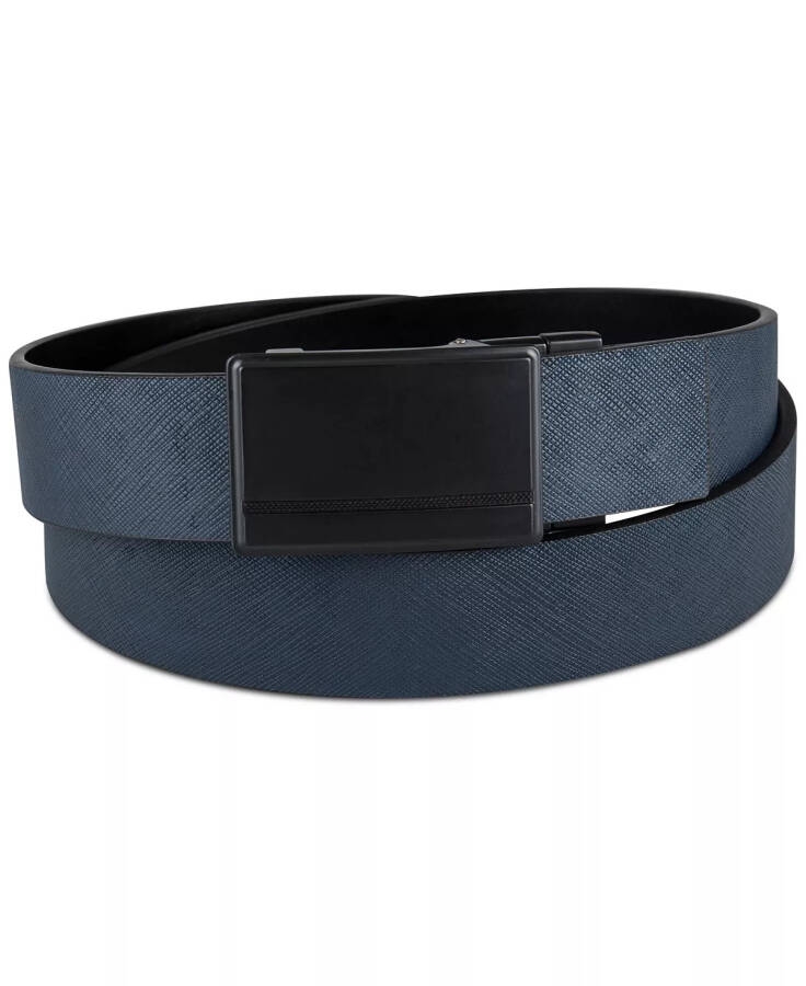 Men's Reversible Compression Buckle Belt, Created for Modazone Navy/Black - 1