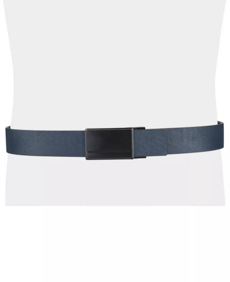 Men's Reversible Compression Buckle Belt, Created for Modazone Navy/Black - 6