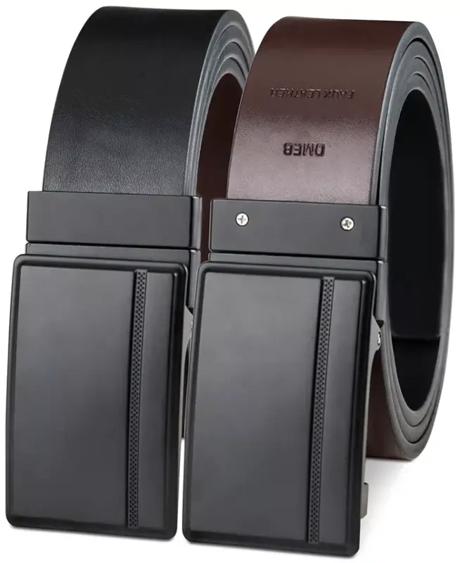 Men's Reversible Compression Buckle Belt, Created for Modazone - Navy/Black - 10