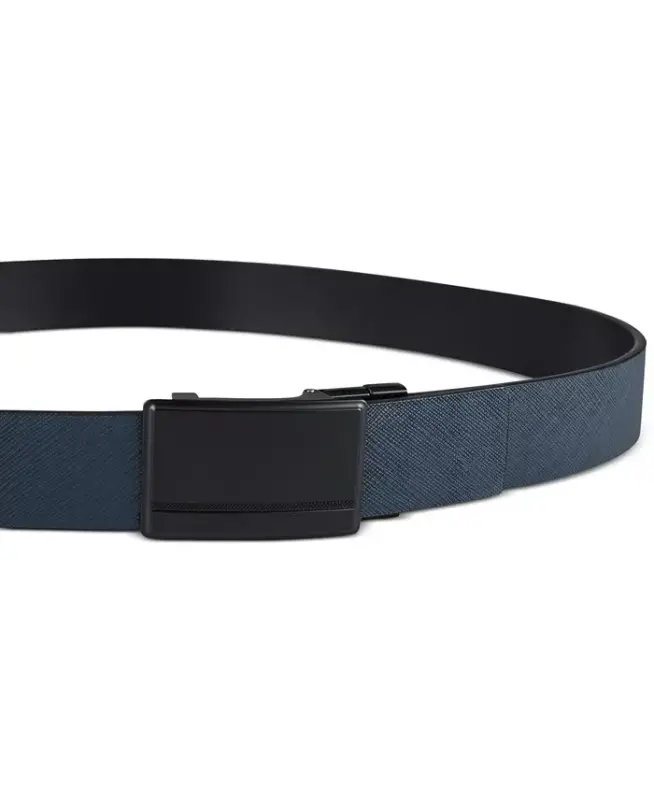 Men's Reversible Compression Buckle Belt, Created for Modazone - Navy/Black - 5