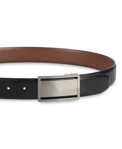 Men's Reversible Cut-Out Plaque Belt, Created for Modazone-Brown/Black - 10