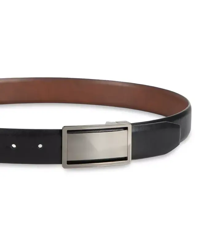Men's Reversible Cut-Out Plaque Belt, Created for Modazone-Brown/Black - 10