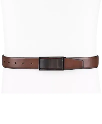 Men's Reversible Cut-Out Plaque Belt, Created for Modazone-Brown/Black - 7