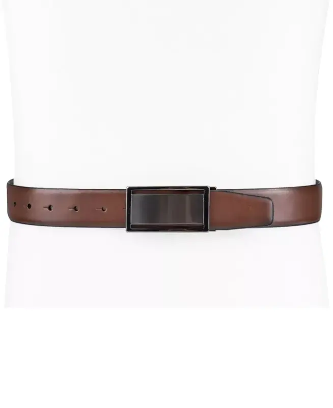 Men's Reversible Cut-Out Plaque Belt, Created for Modazone-Brown/Black - 7