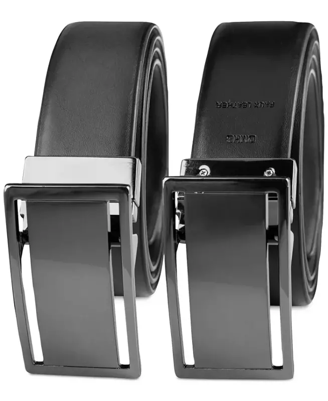 Men's Reversible Cut-Out Plaque Belt, Created for Modazone-Brown/Black - 5