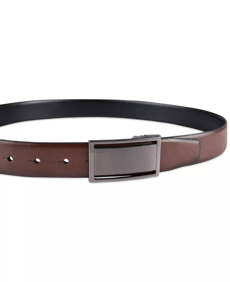 Men's Reversible Cut-Out Plaque Belt, Created for Modazone Brown/Black - 4