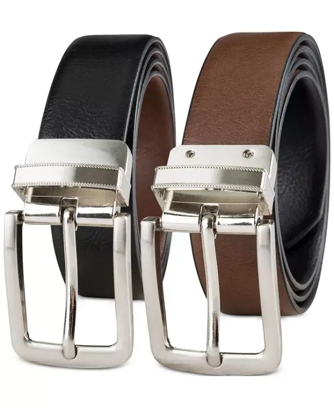 Men's Reversible Dress Belt, Created for Modazone-Brown/Black - 3