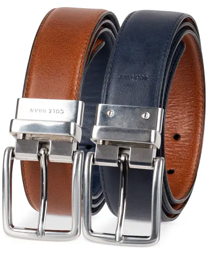 Men's Reversible Leather Dress Belt-Med Beige - 5