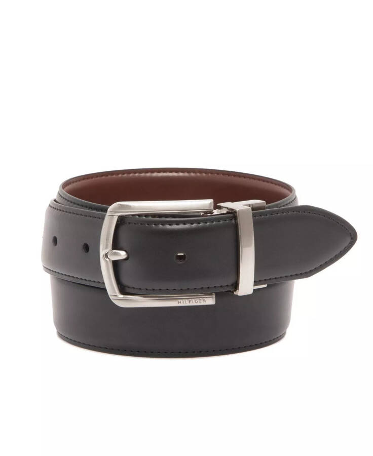 Men's Reversible Textured Stretch Casual Belt, Created for Modazone Black/Brown - 1