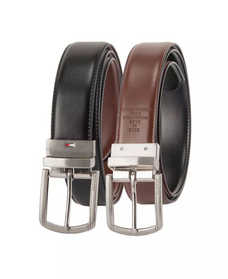 Men's Reversible Textured Stretch Casual Belt, Created for Modazone Black/Brown - 3