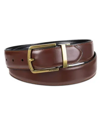 Men's Reversible Textured Stretch Casual Belt, Created for Modazone - Brown/Black - 1