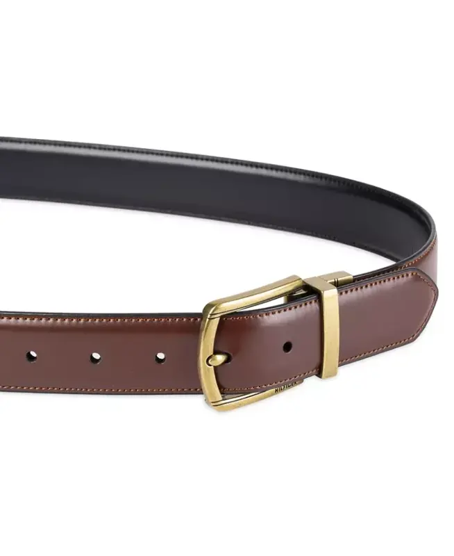 Men's Reversible Textured Stretch Casual Belt, Created for Modazone - Brown/Black - 4