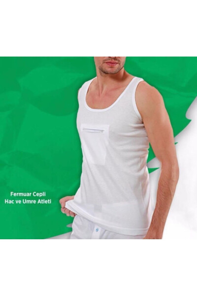 Mens Ribana 3 Zipper Pocket Hajj Umrah Soldier Athletic Undershirt - YFC
