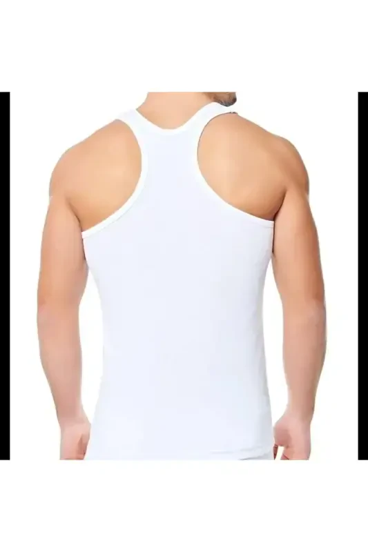 Men's Ribbed Sports Rambo Tank Top Single Pack Extra Comfortable and Soft with Passion Quality-WHITE - TUTKU