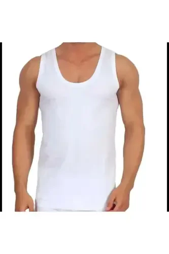 Men's Ribbed Sports Rambo Tank Top Single Pack Extra Comfortable and Soft with Passion Quality-WHITE - TUTKU (1)
